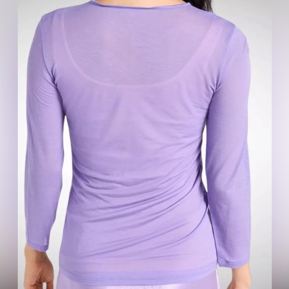 New Vince Sheer Top 3/4 Sleeve Soft Lilac Sugar Plum 2 PC Lyocell Layered Size S - Picture 3 of 10